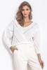 Sweater with lace and neckline F765 color Ecru