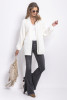 Loose-fit cardigan with delicate lace F763 color Ecru