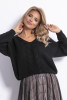 Loose reversible sweater with a delicate pattern F778 color Black