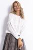 Loose reversible sweater with a delicate pattern F778 color Ecru