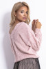 Loose reversible sweater with a delicate pattern F778 color Pinkpowder