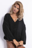 Loose sweater with a V-neck F785 color Black