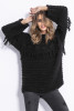 Chunky knit sweater with fringes F820