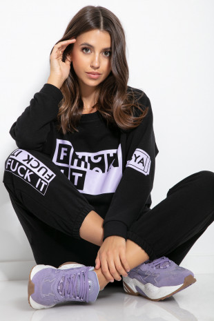 Women's tracksuit set with an applique F1094