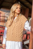 Woolen warm V-neck vest F1118 color Carmel