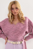 Short tied sweater with a neckline F1179 color ASHROSE