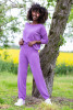 Knitted set loose pants and blouse with cuffs F1237 color Purple