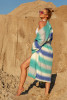 Long multicolored cardigan with a belt F1160