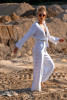 Knitted elegant summer set pants and tied sweater F1214 color White