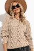 Classic braided sweater F1285 color ALMOND