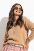 Woolen sweater with a round neckline F1275 color Carmel