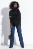 Loose wool turtleneck sweater F1350 color Black