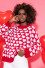 Loose sweater with a pattern of hearts F1381