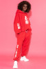 Tracksuit set loose hoodie and pants with pockets F1385 color RED