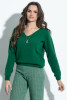 Woolen sweater with a V-neck F1273 color Green