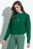 Woolen sweater with a round neckline F1275 color Green