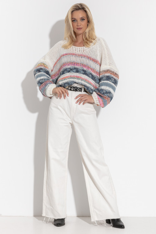 Light oversized striped sweater F1311