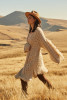 Long openwork cardigan with fringes  F1320 color Beige