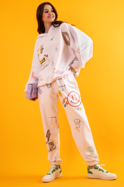 Colorful set oversized hoodie and wide pants F1411