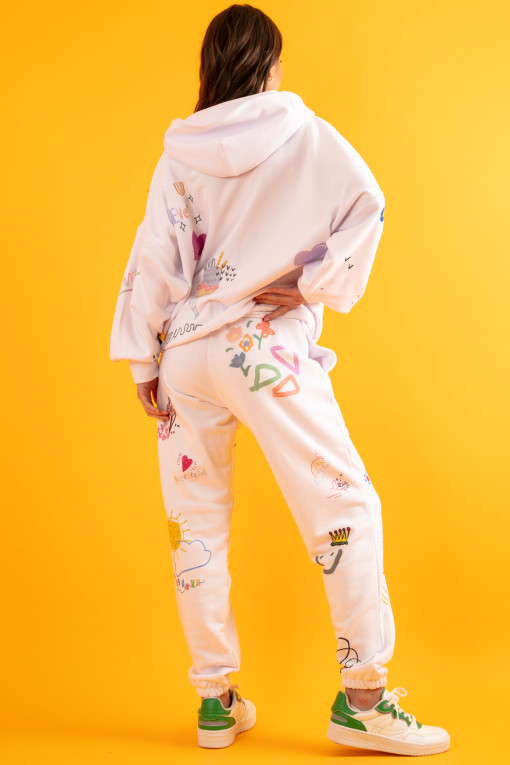 Colorful set oversized hoodie and wide pants F1411