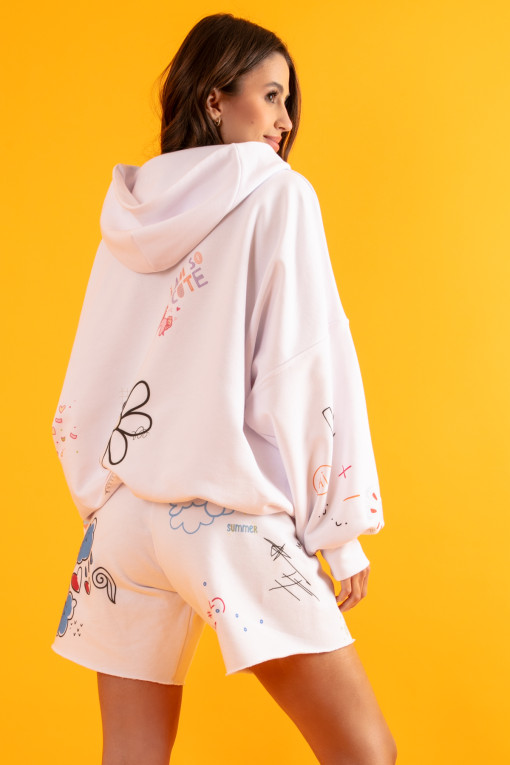 Colorful Sweatshirt set, loose hoodie and short pants F1409