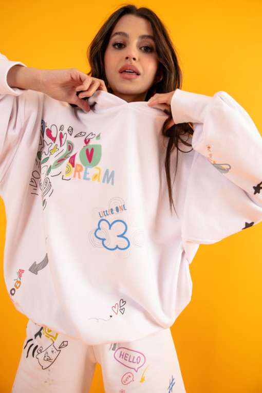 Colorful Sweatshirt set, loose hoodie and short pants F1409