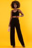 Knitted ribbed top with a shorter cut F1412 color Black