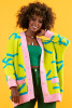 Jacquard buttoned cotton cardigan F1434 color LIME