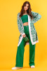 Long cardigan with a crochet pattern F1440 color Green