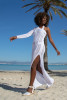 Long openwork dress one shoulder F1455 color White