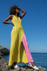 Long openwork summer dress F1460 color Yellow