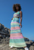 Colorful, cotton, openwork set of top and long skirt F1462