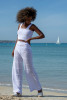 Cotton openwork set of pants and top F1452 color White