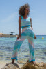 Cotton openwork set of pants and top F1452 color Blue