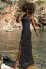 Long openwork dress F1456 color Black