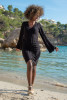 Short openwork dress with gathering on the front F1458 color Black