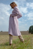 Long openwork cardigan with a belt F1474 color MISTYLILAC