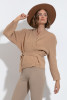 Short knotted wool sweater F1504 color Carmel