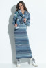 Long dress with scarf F1404 color Blue