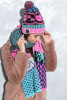 Hat with a pom-pom and cat scarf F1546 color Blue