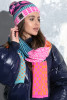 Hat with a pom-pom and scarf cats F1562 color Pink