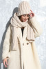 Long chunky knit scarf F1578 color Beige