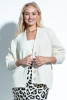 Classic, simple woolen cardigan buttoned with buttons F1710 color Ecru