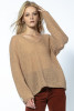 Light Alpaca Wool Openwork Sweater F1730 color Carmel