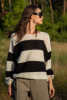 Alpaca wool striped sweater F1735 color Ecru