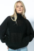 Seamless oversized turtleneck alpaca wool sweater F1729 color Black