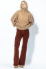 Seamless oversized turtleneck alpaca wool sweater F1729 color Carmel