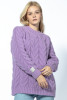 Warm sweater with a cable knit neckline F1747 color Purple