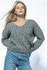 Classic sweater made from undyed alpaca wool and Maco cotton F1740 color Grey