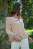 Classic Buttoned Short Cardigan F1733 color Carmel